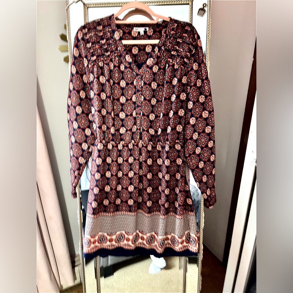 DR2 Navy and Orange Patterned boho Dress